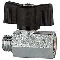 Riegler Mini-Kugelhahn, sandgestrahlt, MS vern., Flügelgriff, G 3/8 IG/AG