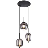 meineWunschleuchte Rauchglas 3-flg. Ø 46 cm rund schwarz
