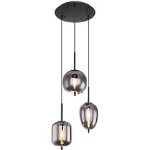 meineWunschleuchte Rauchglas 3-flg. Ø 46 cm rund schwarz