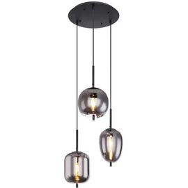 meineWunschleuchte Rauchglas 3-flg. Ø 46 cm rund schwarz