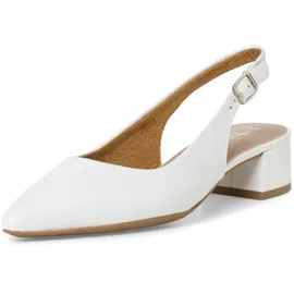 TAMARIS Damen Sling Pump mit Blockabsatz Leder, weiß, 36 EU