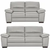 Calia Italia Polstergarnitur Gaia, hochwertige Garnitur aus 2-Sitzer und 3-Sitzer, edles Design, (Set, 2-tlg), Ledergarnitur, in zwei hochwertigen Lederqualitäten grau