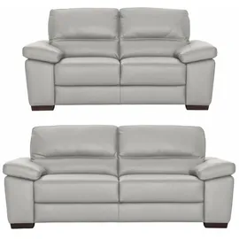 Calia Italia Polstergarnitur Gaia, hochwertige Garnitur aus 2-Sitzer und 3-Sitzer, edles Design, (Set, 2-tlg), Ledergarnitur, in zwei hochwertigen Lederqualitäten grau