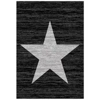 Vimoda Teppich Kurzflor Sternmuster Modern in Schwarz für Jugendzimmer,