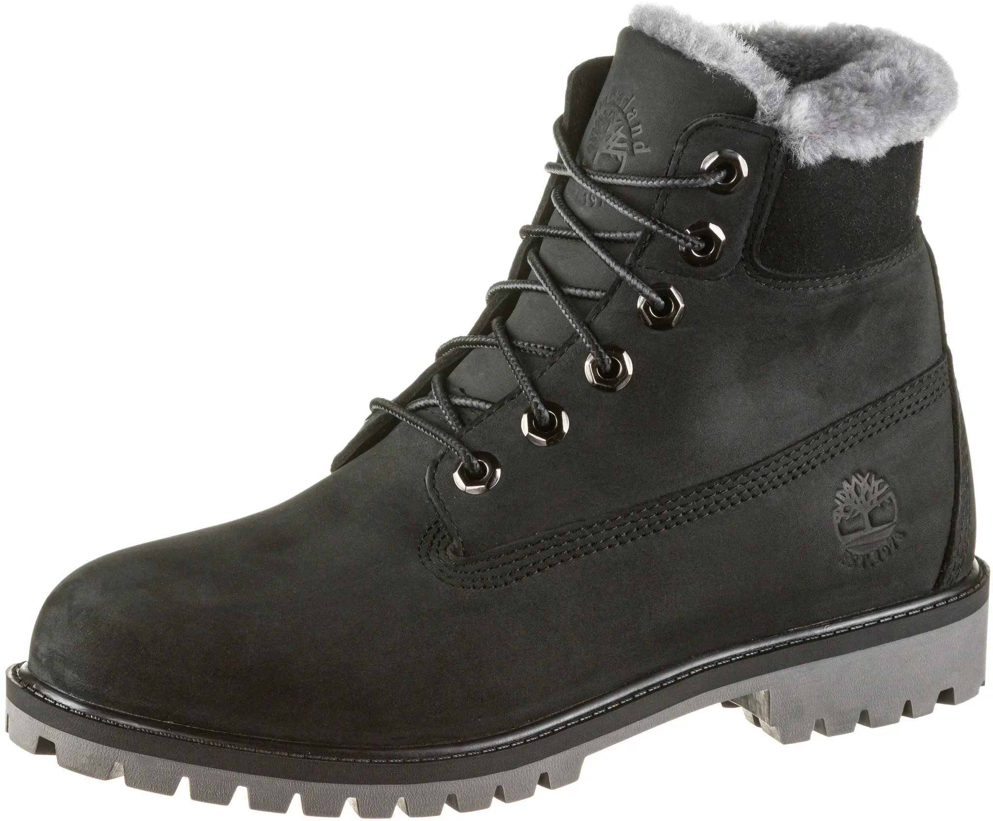 TIMBERLAND 6 Inch Premium Junior Boots Damen in black nubuck, Größe 39 - schwarz