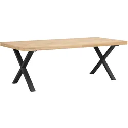 Esstisch Brooklyn, X-Gestell, 220cm, Natur
