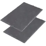 WESTMARK Servierplatte 2 Stück Schieferplatten »Tapas + Friends«, 30 x 20 cm, Schiefer, Naturschiefer grau