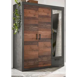 furn.design Kleiderschrank grau Braun, Kunststoff, Nachbildung, Uni, 3 Fächer, 1 Schubladen, Sockel, 150x201x62 cm Schlafzimmer, Kleiderschränke