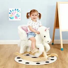 Tectake Schaukelpferd Pink, Weiß, Textil, 30x56x69.5 cm CE, Spielzeug, Babyspielzeug, Schaukeltiere & Hüpftiere