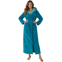 Morgenstern Bademantel Damen Extra Lang Kapuze Frottee Velours Luxus Morgenmantel Petrol L - L Tall