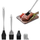 TUKEVA 4 Stück 304 Grillpinsel Edelstahl Pinsel für Küche Grill Backen Silikon Backpinsel Backpinsel Silikonpinsel Grillpinsel Weich und Langlebiges für Grillen,Gebäck,Rühren,Backen,Kochen (Schwarz)