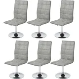 Hhg - 6er-set Esszimmerstuhl 105, Stuhl Küchenstuhl, Höhenverstellbar Drehbar, Stoff/textil Mvg Vintage Betongrau
