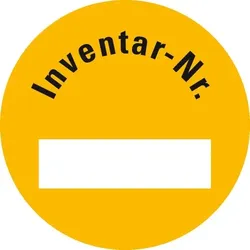 Aufkleber I Inventaretikett Inventar-Nr., gelb, Dokumentenfolie, selbstklebend, Ø 30mm, 18/Bogen