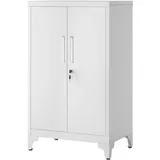 Songmics Aktenschrank, Mehrzweckschrank, Büroschrank mit 2 Türen, Schrank abschließbar, Aufbewahrungsschrank aus Stahl, für Arbeitszimmer, Wohnzimmer, mattgrau