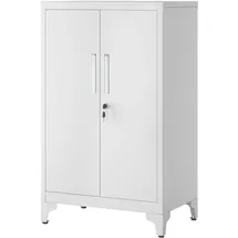 Songmics Aktenschrank, Mehrzweckschrank, Büroschrank mit 2 Türen, Schrank abschließbar, Aufbewahrungsschrank aus Stahl, für Arbeitszimmer, Wohnzimmer, mattgrau