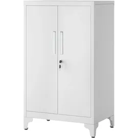 Songmics Aktenschrank, Mehrzweckschrank, Büroschrank mit 2 Türen, Schrank abschließbar, Aufbewahrungsschrank aus Stahl, für Arbeitszimmer, Wohnzimmer, mattgrau