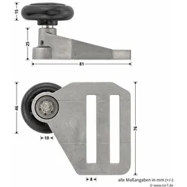 Hörmann Rollenhalter oben, mit Laufrolle, rechts