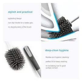 Intirilife Toilettenbürste Silikon mit Behälter in Weiß-Grau - Gr.: onesize