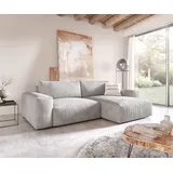 DeLife Ecksofa Lanzo XL 270x180 cm Cord Silbergrau Recamiere variabel