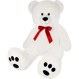 DEUBA Teddybär XXL 100 cm groß weiß Plüsch Teddy mit Herzkissen I Love You 26 cm