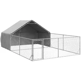 vidaXL Outdoor-Hundezwinger mit Auslauf 6 x 3 x 1,9 m Stahl Silber