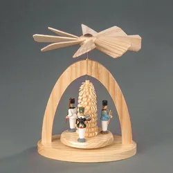 Weihnachtspyramide ALBIN PREISSLER "Wärmespiel - Bergleute, Weihnachtsdeko", beige (natur), B:11cm H:13cm T:7cm, Massivholz, Weihnachtspyramiden