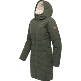 Ragwear fRagwear Damen, Langer Wintermantel warmer Steppmantel mit Kapuze Noita YOUMODO Dark Olive Gr. M - M