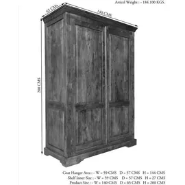 MASSIVMOEBEL24.DE Kleiderschrank Akazie 140 x 200 x 65 cm Honig