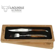 Laguiole en Aubrac - 1 Steakmesser + 1 Gabel - Pistazie - Besteck Frankreich