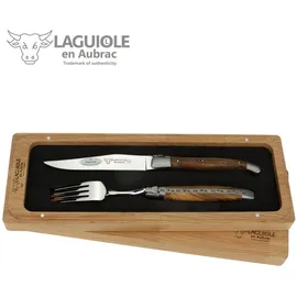 Laguiole en Aubrac - 1 Steakmesser + 1 Gabel - Pistazie - Besteck Frankreich