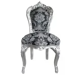 Casa Padrino Barock Esszimmerstuhl Holz Schwarz/Silber