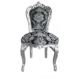Casa Padrino Barock Esszimmerstuhl Holz Schwarz/Silber