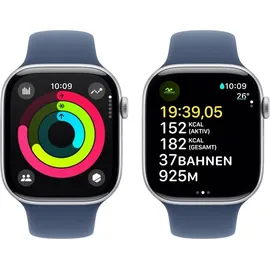 Apple Watch Series 10 GPS 46 mm Aluminiumgehäuse silber Sportarmband denim S/M