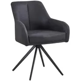 Livetastic Armlehnstuhl, Schwarz, Holz, Metall, Textil, Pappel, Sperrholz, Drehkreuz, 62x83x62 cm, Sitzfläche 360° drehbar, Esszimmer, Stühle, Esszimmerstühle, Armlehnenstühle