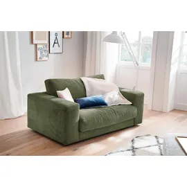 KAWOLA Doppelsessel MADELINE Cord 170 x 86 x 0 cm Olivgrün mit Kissen, Rollen