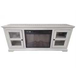 PURLINE Elektrokamin mit rustikalem grauem Sideboard CHE-900