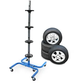 BITUXX Felgenbaum mit Rollen Stabiler Reifenständer für 4 Räder (bis 245mm) Autoreifen Aufbewahrung Reifenbaum Felgenständer aus Stahl, 150kg Belastung
