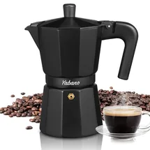 Yabano Espressokocher 300 ml 6 Tassen Schwarz