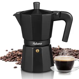 Yabano Espressokocher 300 ml 6 Tassen Schwarz
