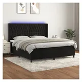 vidaXL Boxspringbett mit Matratze & LED Schwarz 180x200 cm Samt