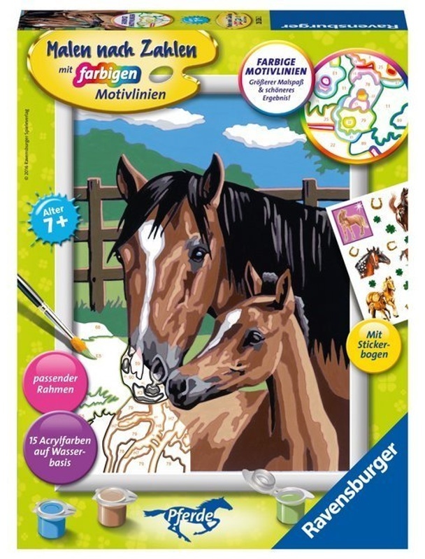 Mal-Set Malen Nach Zahlen Pferde – Pferd Mit Fohlen Mit Sticker