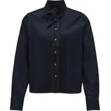 Opus Damen Langarmbluse | Jeansbluse FARILLA Boxy Fit mit Abnehmbarer Schluppe Rinsed Blue, 44 - 44