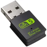 HaoYiShang RTL8821 USB WiFi Bluetooth Adapter, 600Mbps Dual Band 2.4/5Ghz Wireless Netzwerk Externer Empfänger, Mini WiFi Dongle für PC/Laptop/Desktop