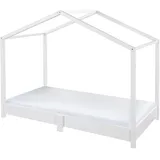 roba Hausbett 70 x 140 cm Bodenbett für Kinder nach Montessori Prinzip - Erweiterbar durch Lattenrost, Matratze und Hausbettbezug - Holz weiß