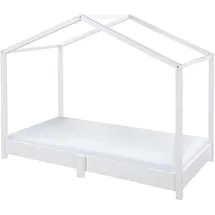 roba Hausbett 70 x 140 cm Bodenbett für Kinder nach Montessori Prinzip - Erweiterbar durch Lattenrost, Matratze und Hausbettbezug - Holz weiß