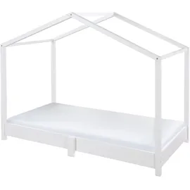 roba Hausbett 70 x 140 cm Bodenbett für Kinder nach Montessori Prinzip - Erweiterbar durch Lattenrost, Matratze und Hausbettbezug - Holz weiß