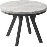 Designer Runder Ausziehbarer Esstisch - Loft-Stil, Industriell, Platzsparend - Schwarze Beine - 100 bis 200cm - für 5-10 Personen - Hergestellt in... - Grau