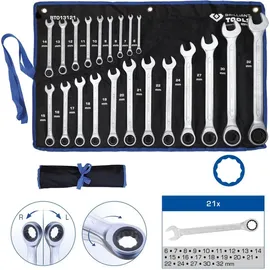 BRILLIANT TOOLS Ratschenringschlüssel-Satz 21-tlg.