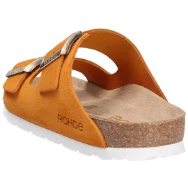 ROHDE Pantolette Velours Leder zwei Schnallen Komfortweite Alba 5590, Größe:37 EU, Farbe:Orange - Orange - 37