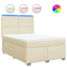 vidaXL Boxspringbett mit Matratze Creme 160x200 cm Stoff